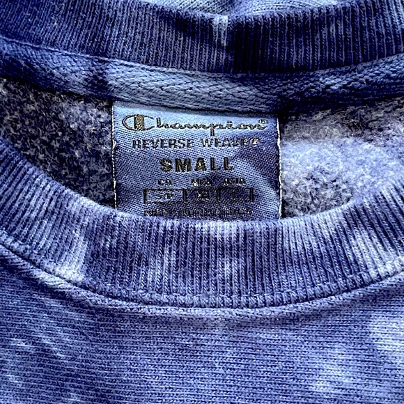 Champion Unisex Crewneck Sweater Tie-Dye Blue in Color Size Small - Picture 6 of 6